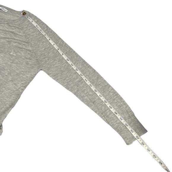 Zara Sweater Crop Grey Crew Neck Side Slit Long Sleeve Knit Pullover Women's S - Picture 6 of 10